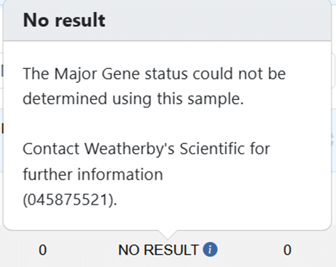 Example of a No Result major gene status